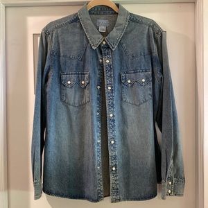 NWOT Sundance Denim Western Snap Button Down Size XL